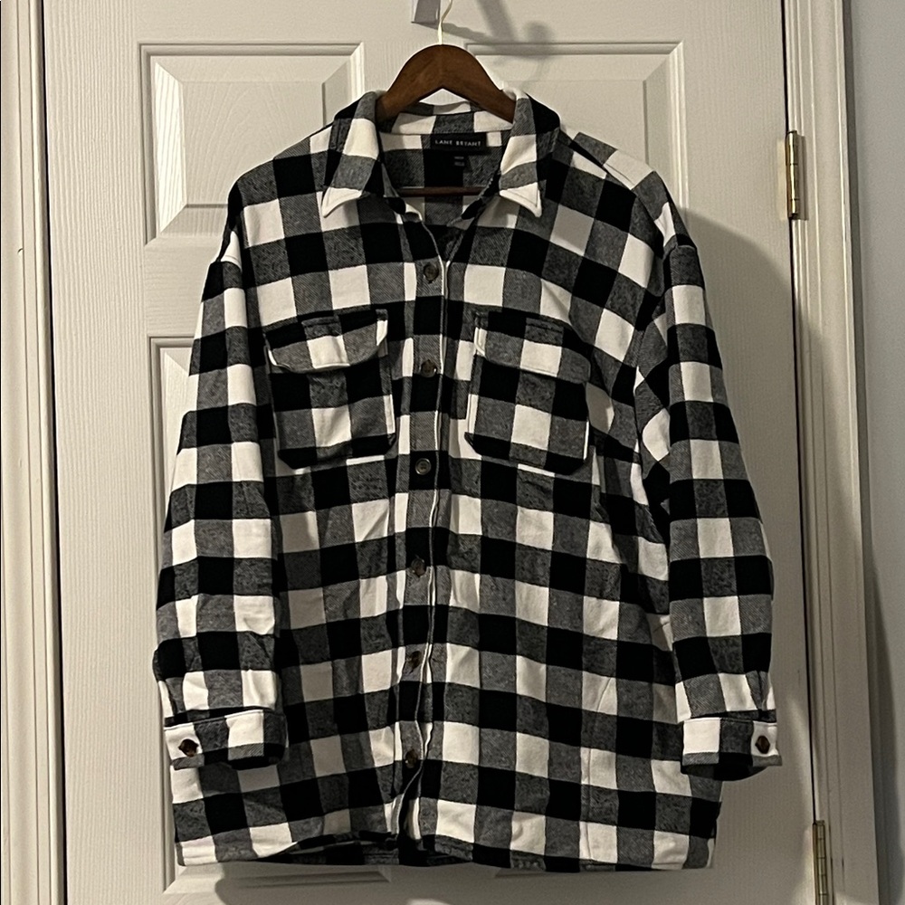 Lane Bryant Cotton Plaid Shirt Jacket